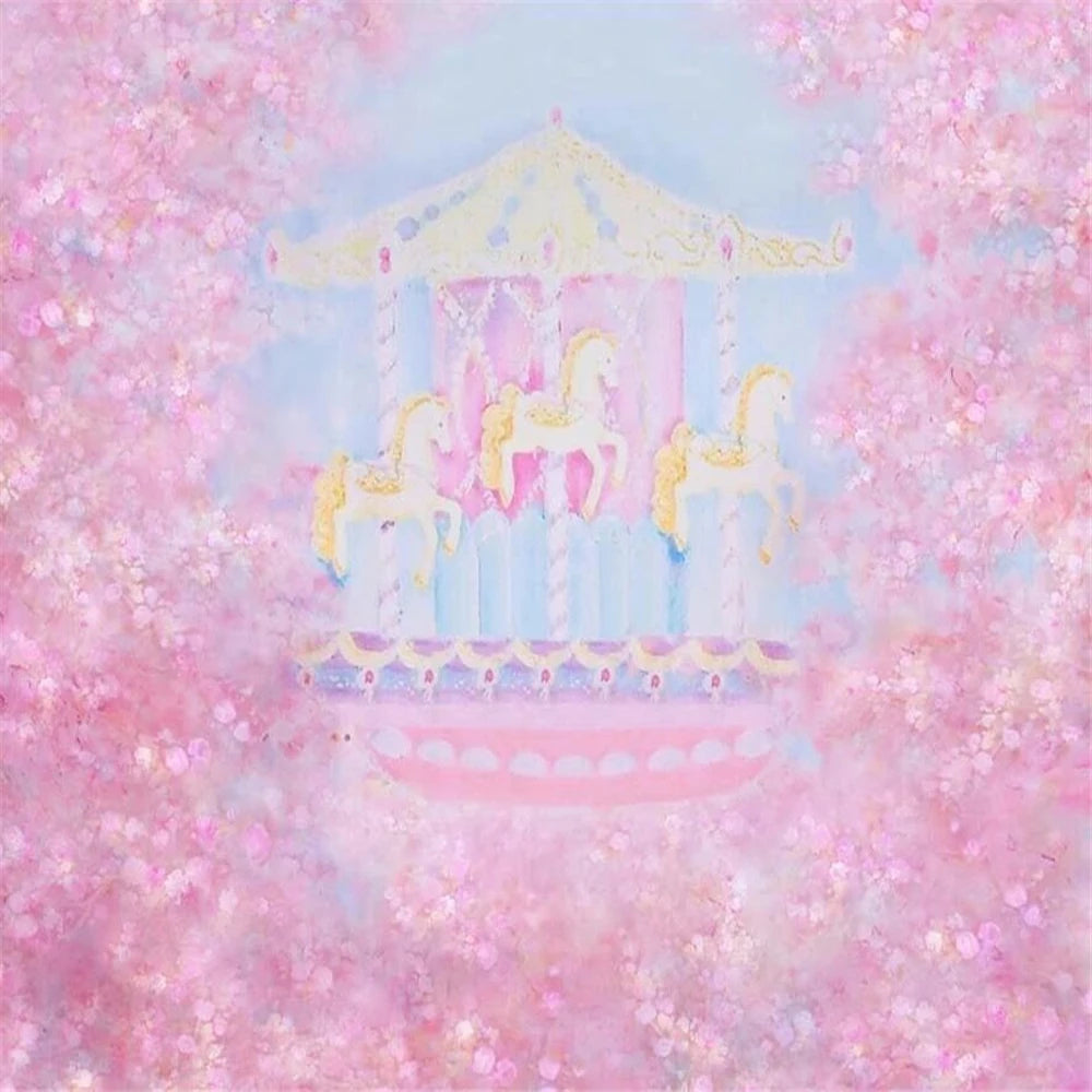 KMK - Pink Floral Watercolour Carousel Backdrop