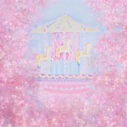 KMK - Pink Floral Watercolour Carousel Backdrop