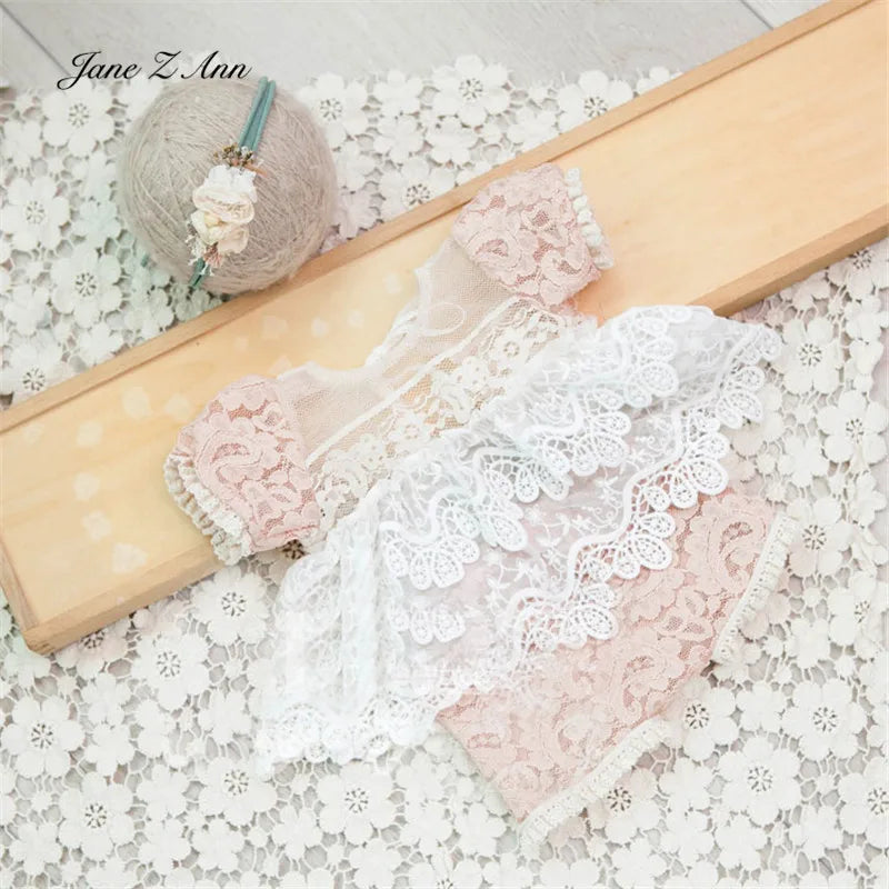 KMK - Pink Lace Romper Set