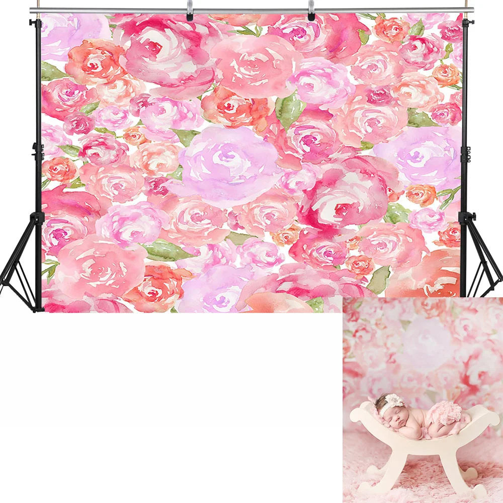 KMK - Pink Posies Watercolour Backdrop