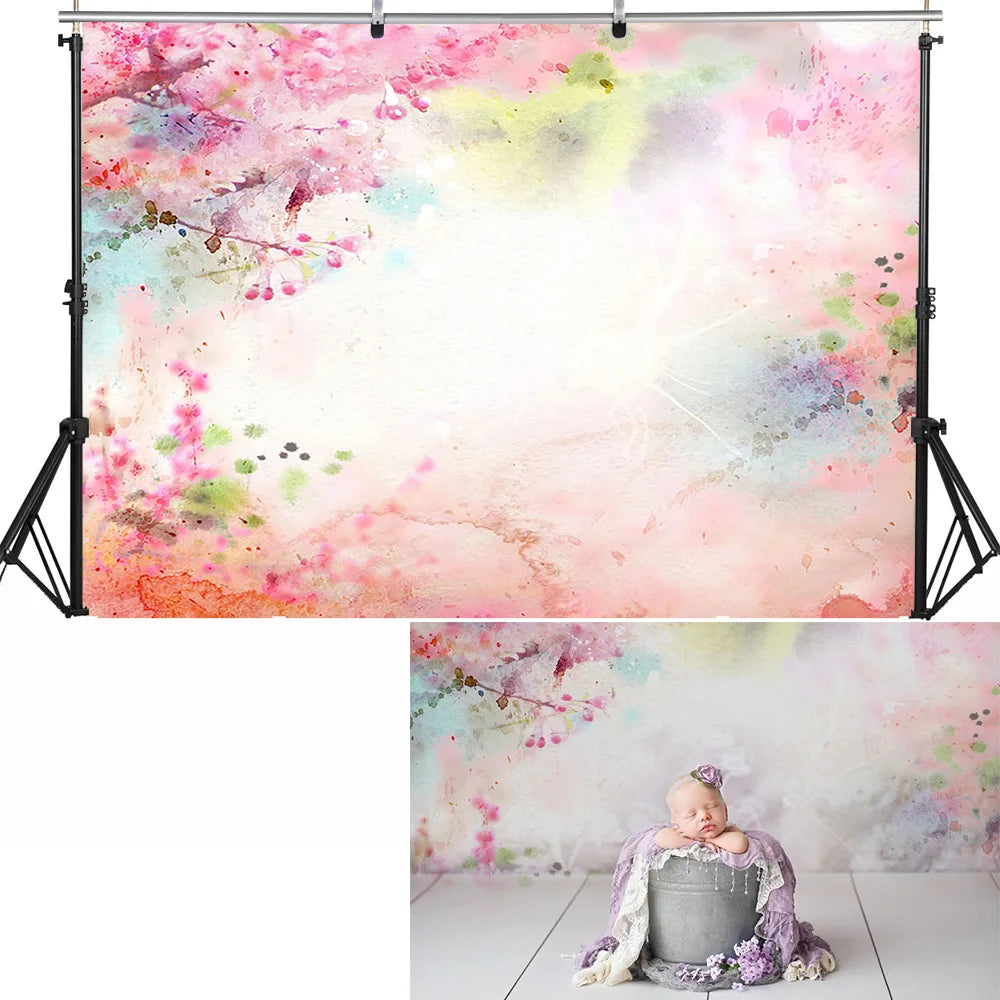 KMK - Pink Punk Floral Watercolour Backdrop