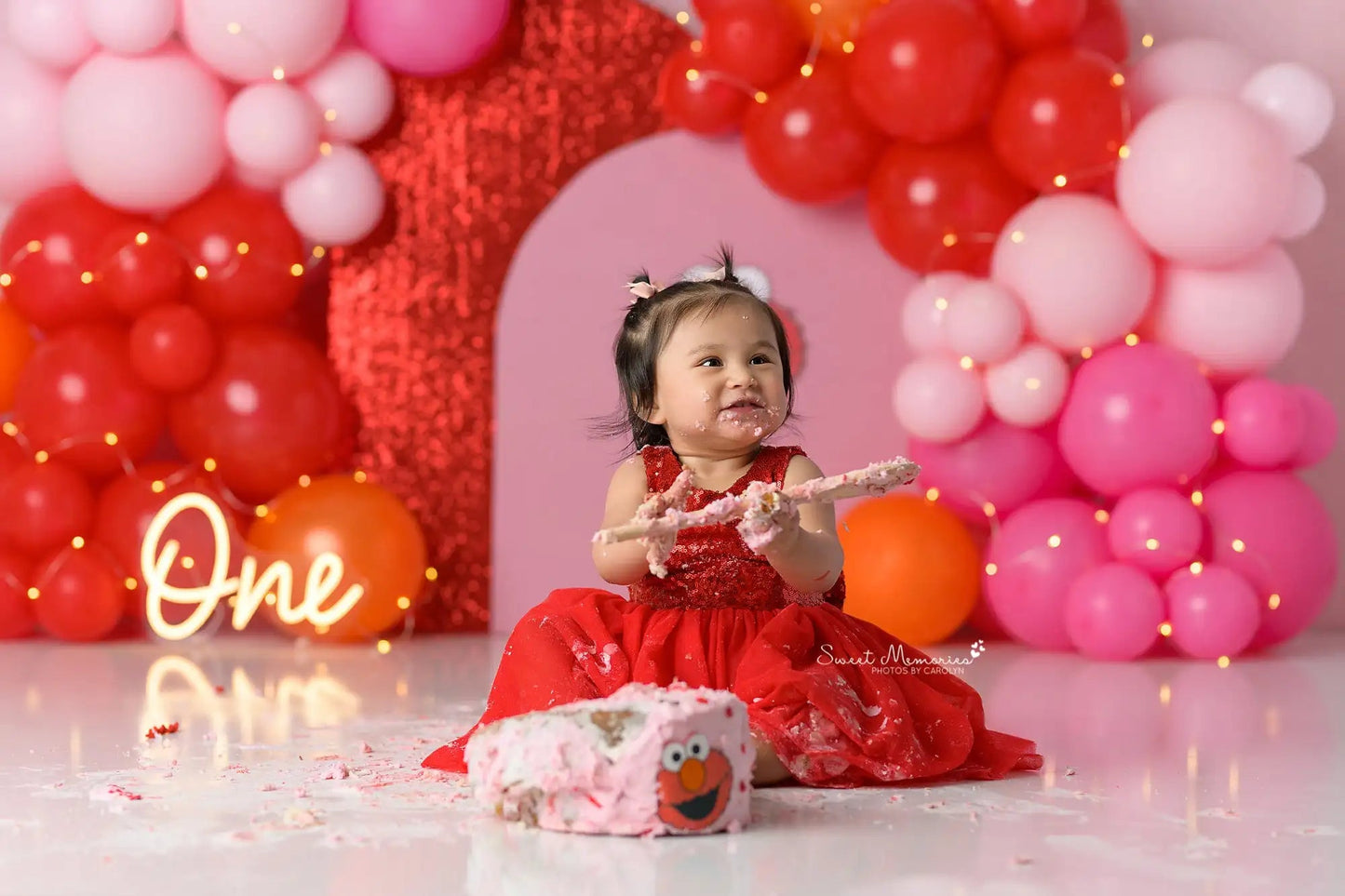 KMK - Pink Red Balloons Arch Backdrop