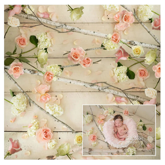 KMK - Pink Rose Vine Backdrop