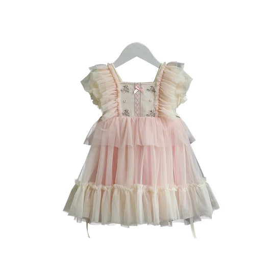 KMK - Pink Ruffles Lace Dress