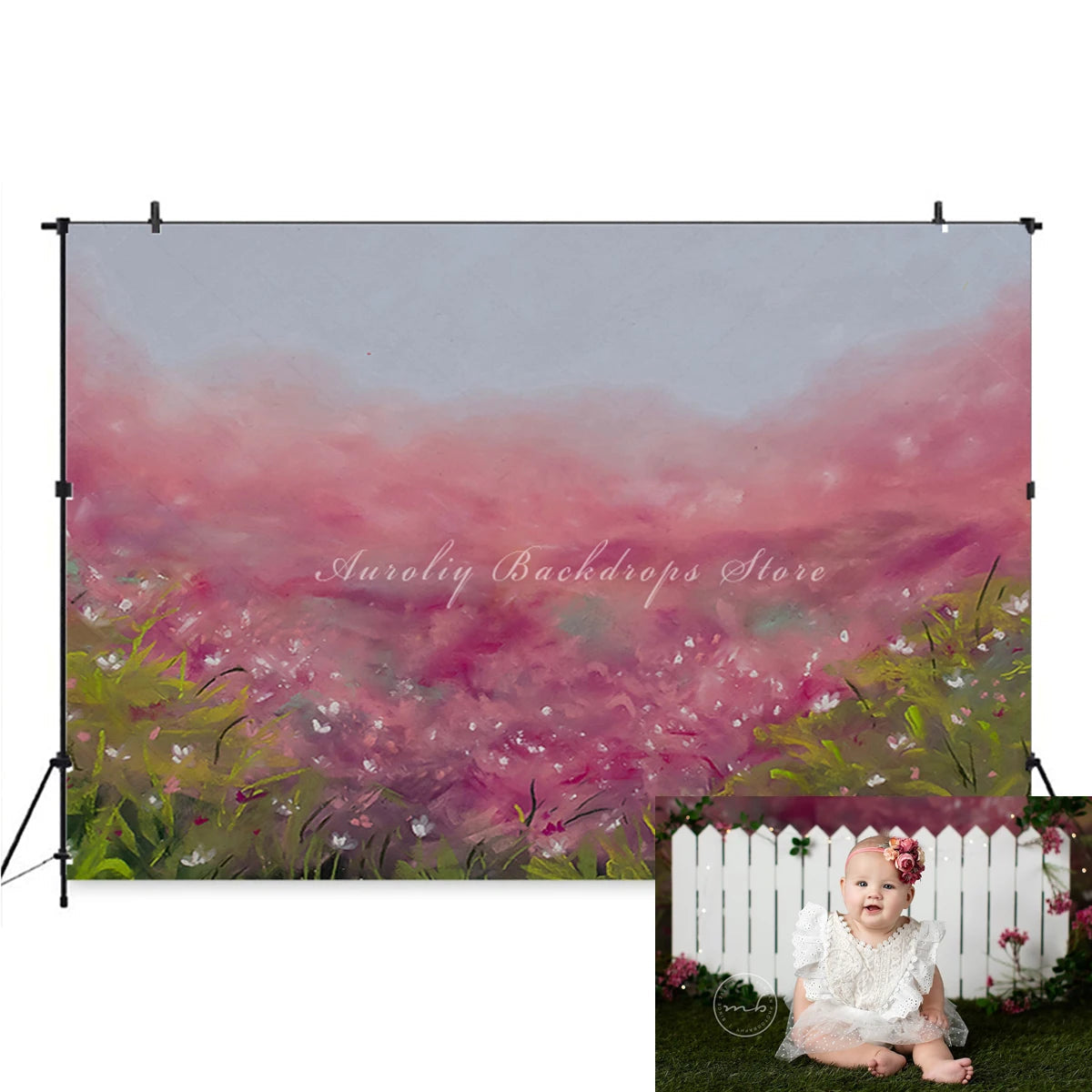 KMK - Pink Spring Garden Backdrop