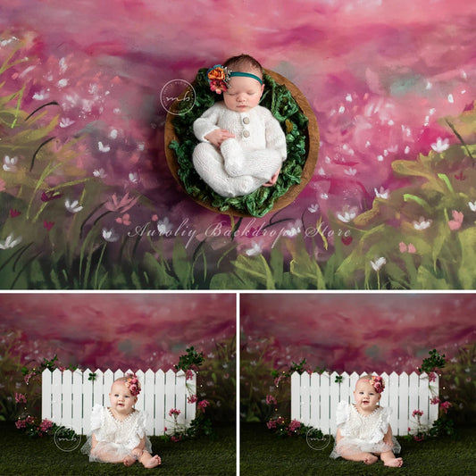 KMK - Pink Spring Garden Backdrop