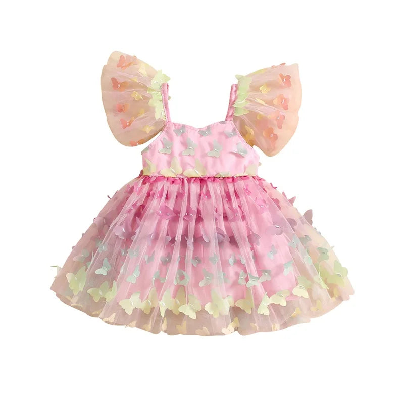 KMK - Pink Sweetheart Butterfly Mesh Dress