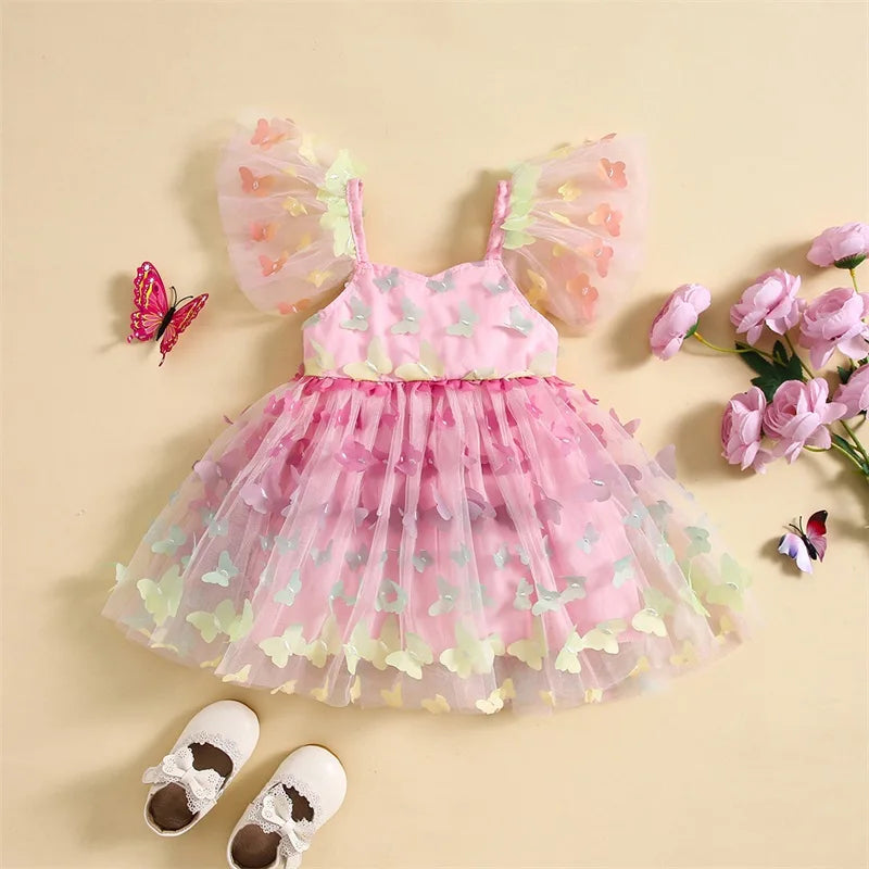 KMK - Pink Sweetheart Butterfly Mesh Dress