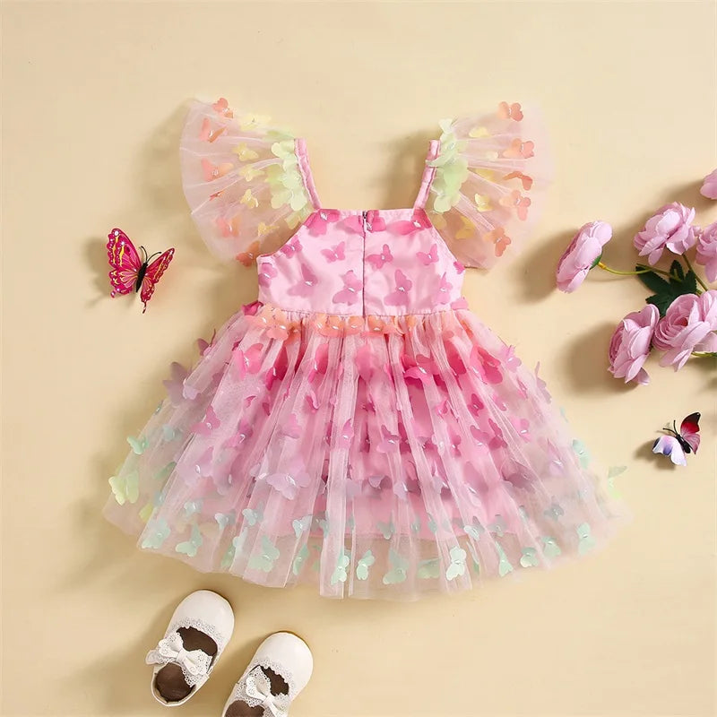 KMK - Pink Sweetheart Butterfly Mesh Dress