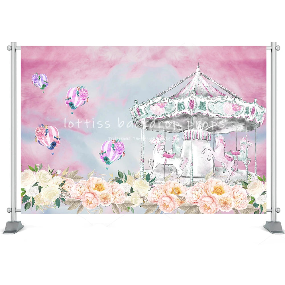 KMK - Pink Watercolour Carousel Backdrop