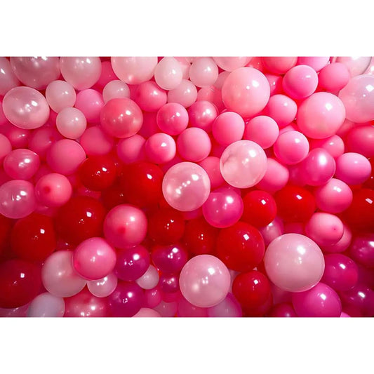 KMK - Pink and Red Balloons Poly Photography Backdrop