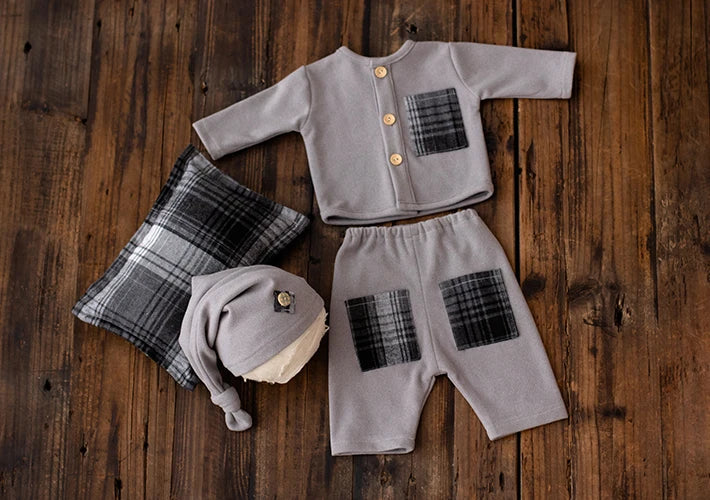 KMK Plaid Romper 4 piece Set