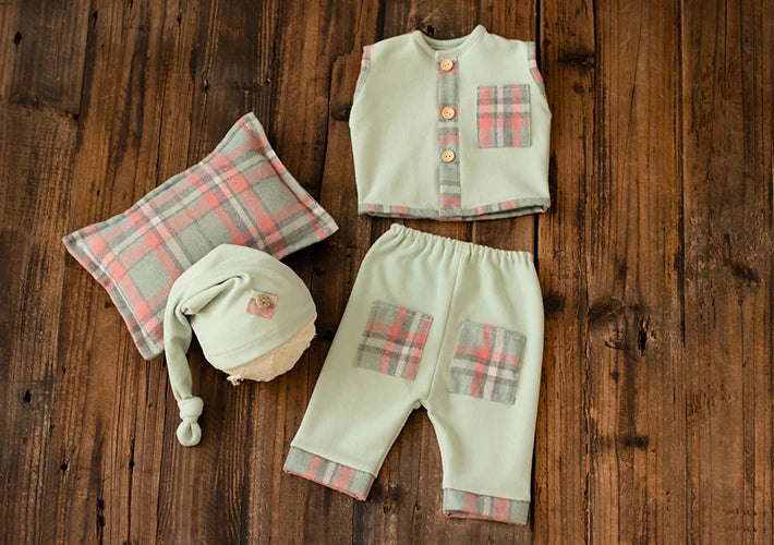 KMK Plaid Romper 4 piece Set