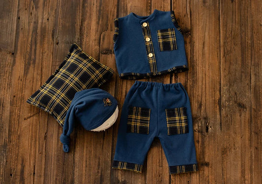 KMK Plaid Romper 4 piece Set