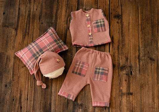 KMK Plaid Romper 4 piece Set