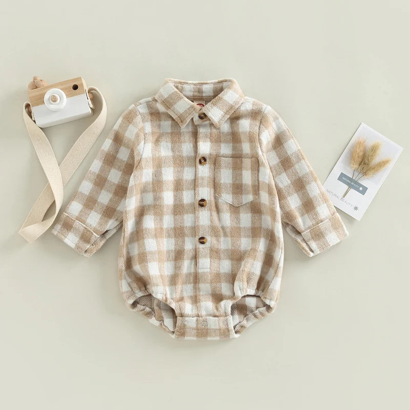 KMK - Plaid Shirt Romper