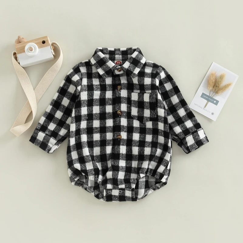 KMK - Plaid Shirt Romper