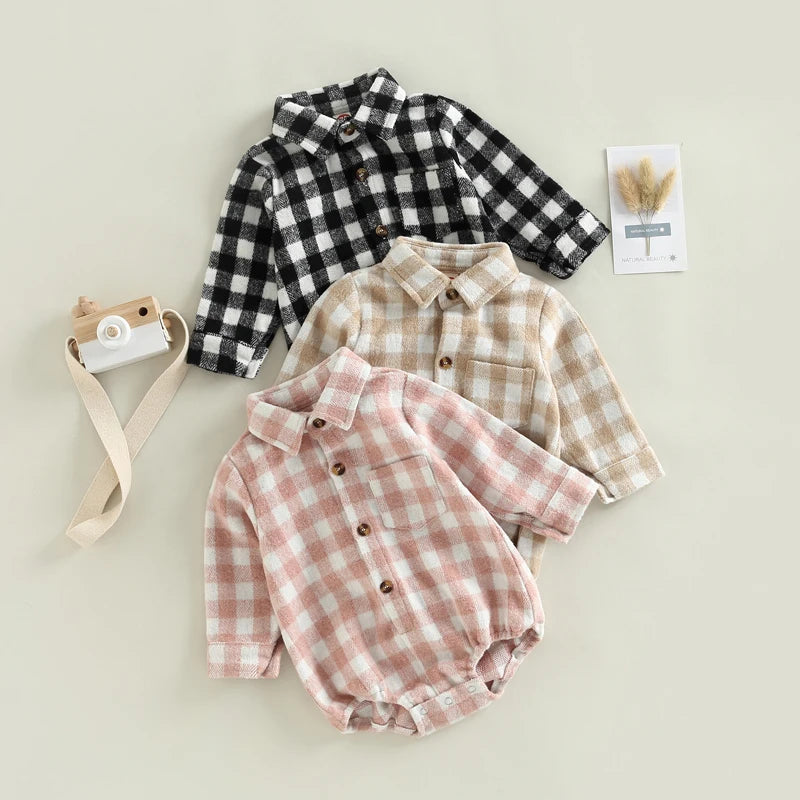 KMK - Plaid Shirt Romper