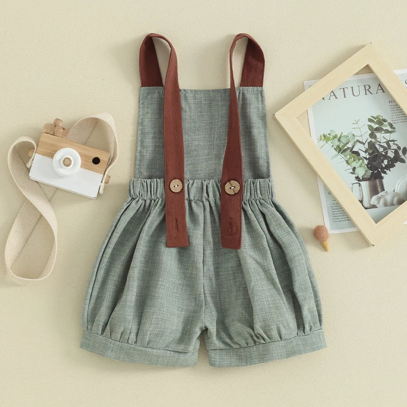 KMK - Plain Backless Suspender Romper