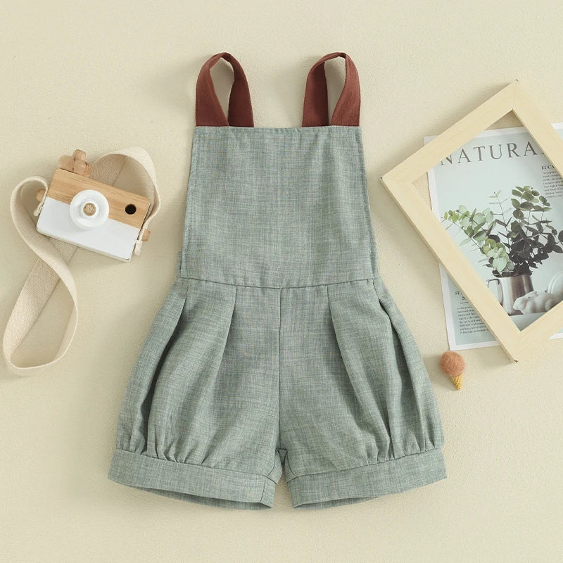 KMK - Plain Backless Suspender Romper