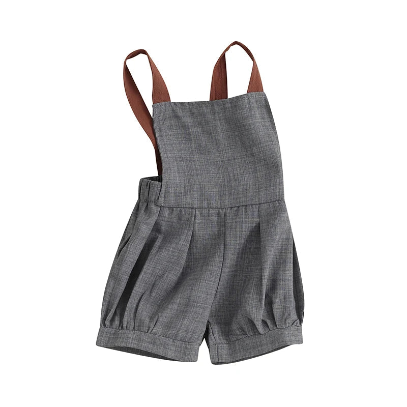 KMK - Plain Backless Suspender Romper