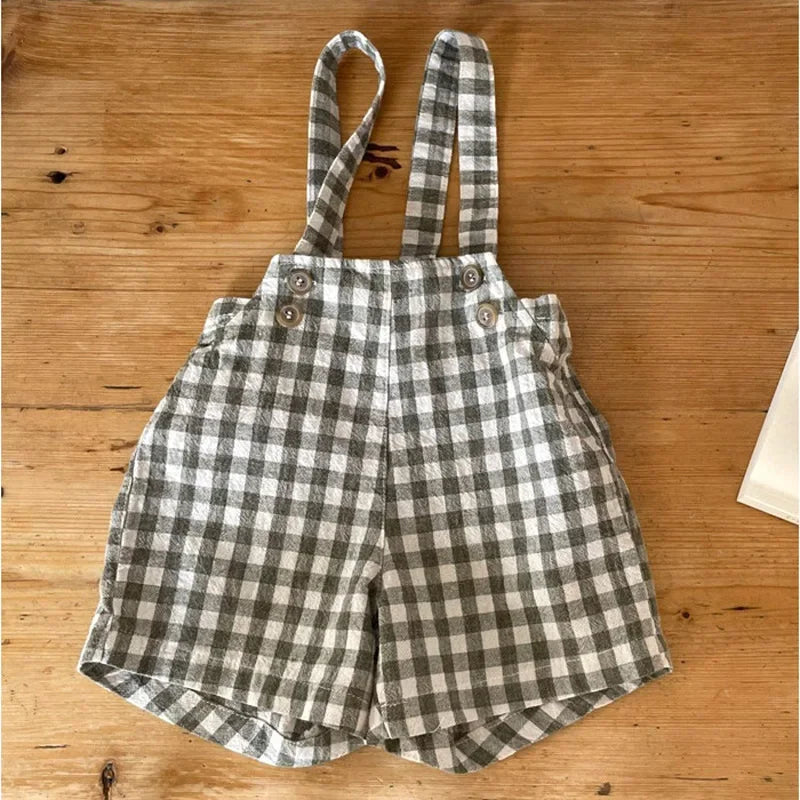 KMK - Plain Plaid Overalls