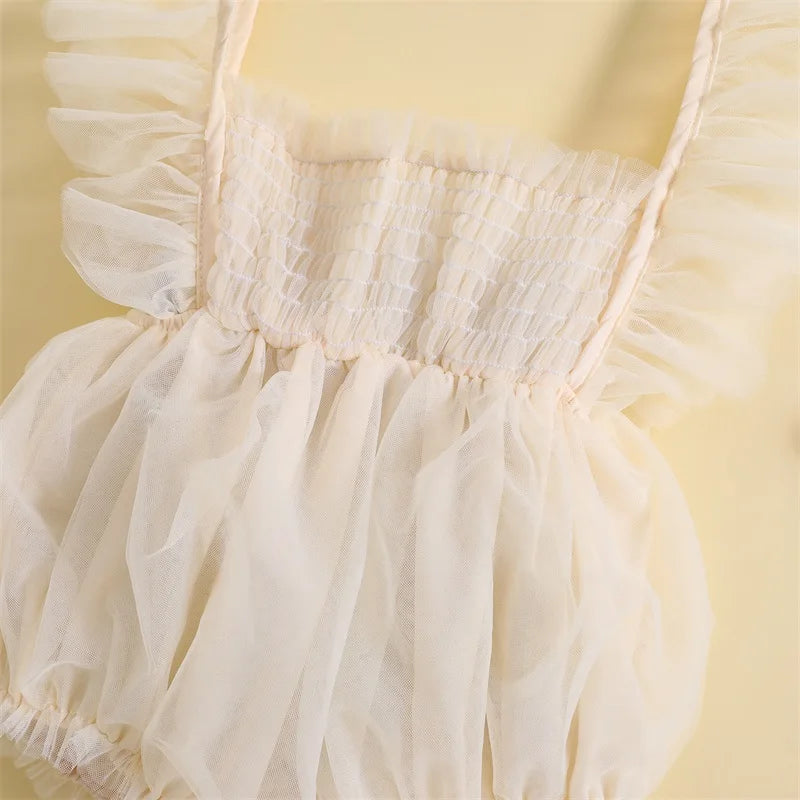 KMK - Pleated Lace Tulle Romper