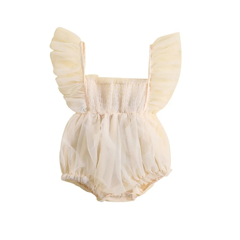 KMK - Pleated Lace Tulle Romper