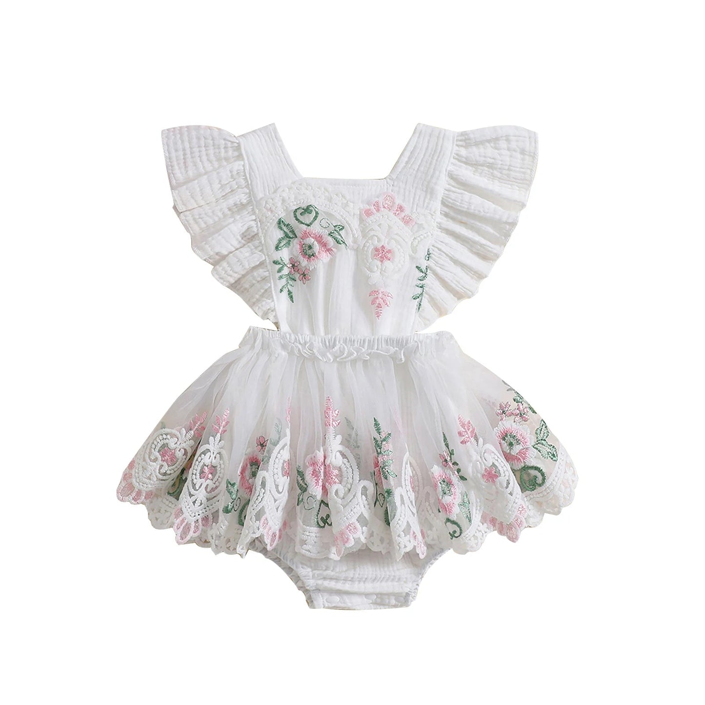 KMK - Princess Lace Floral Embroidery Romper