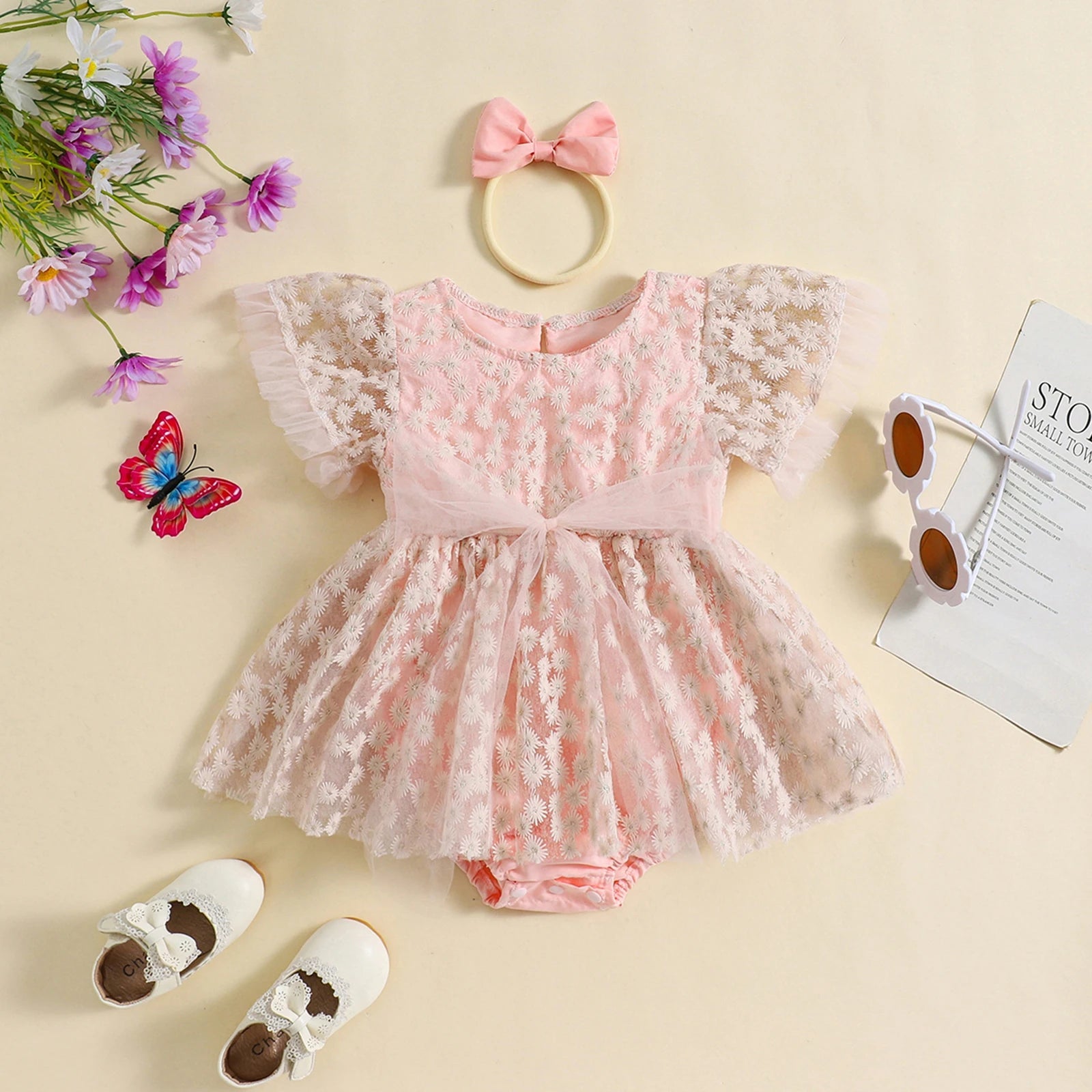 KMK - Princess Lace Tie-up Dress + Daisy Headband