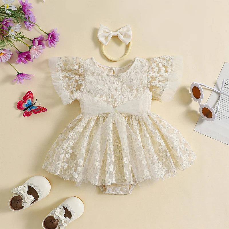 KMK - Princess Lace Tie-up Dress + Daisy Headband