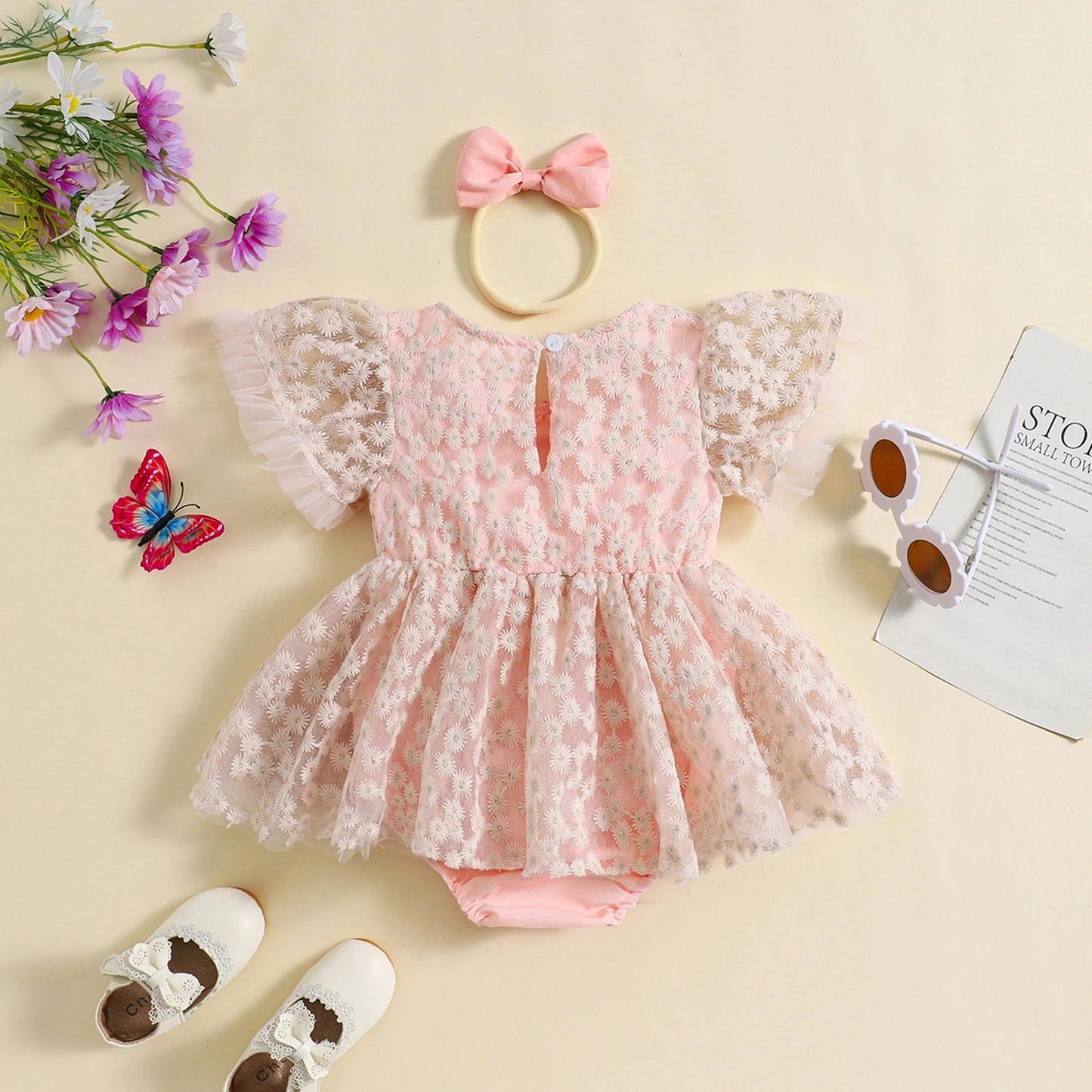 KMK - Princess Lace Tie-up Dress + Daisy Headband