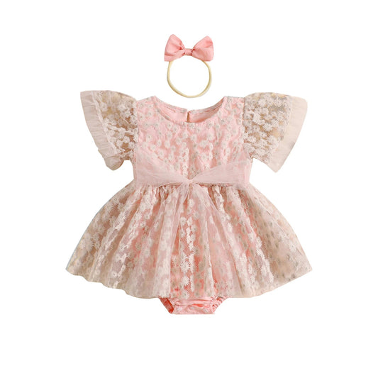 KMK - Princess Lace Tie-up Dress + Daisy Headband