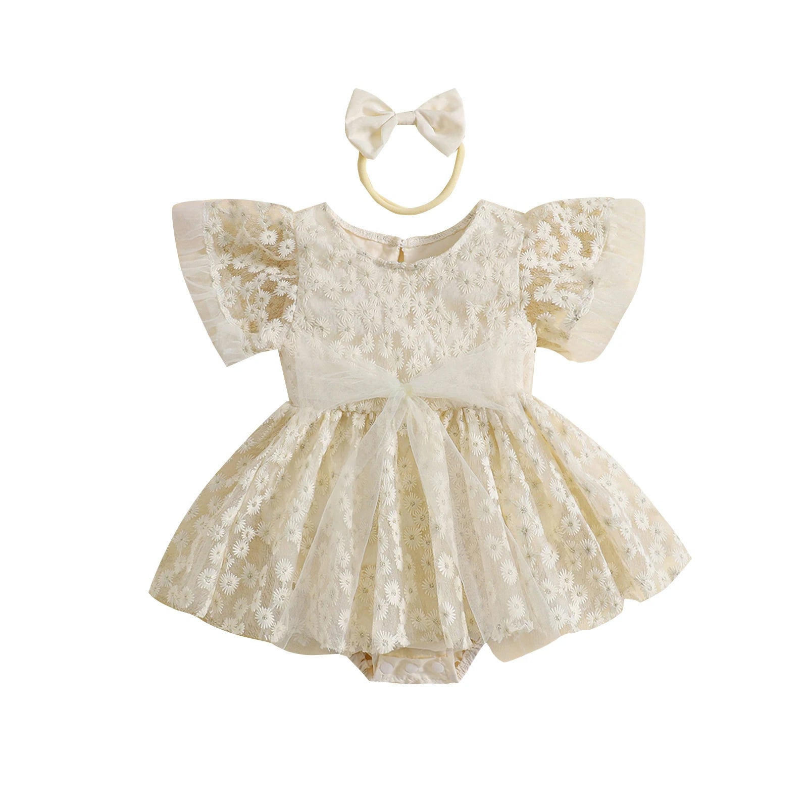 KMK - Princess Lace Tie-up Dress + Daisy Headband