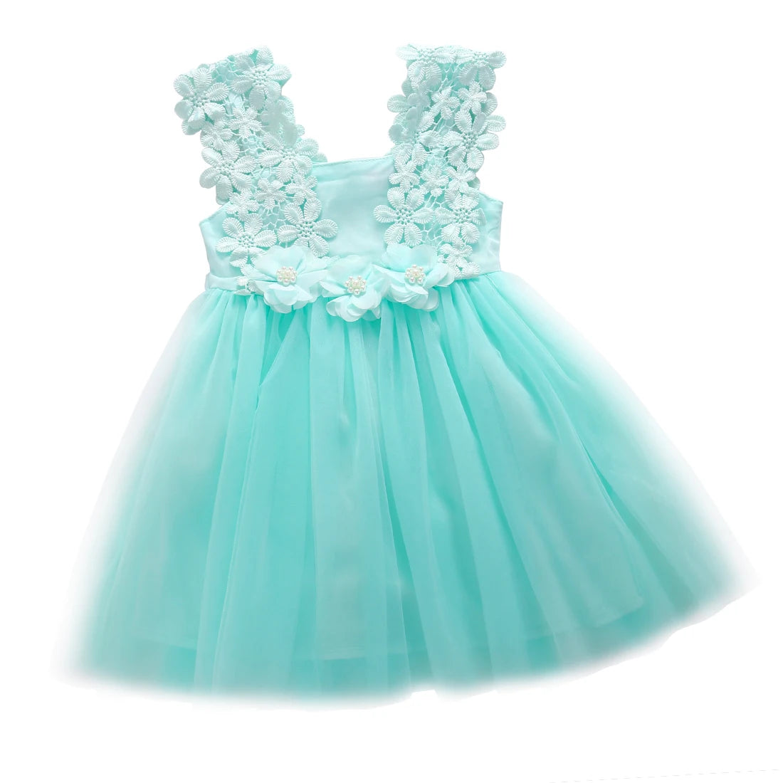 KMK - Princess Lace Tulle Flower Tutu Backless Dress