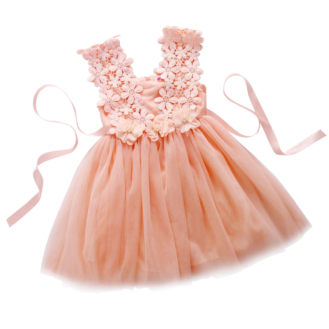 KMK - Princess Lace Tulle Flower Tutu Backless Dress