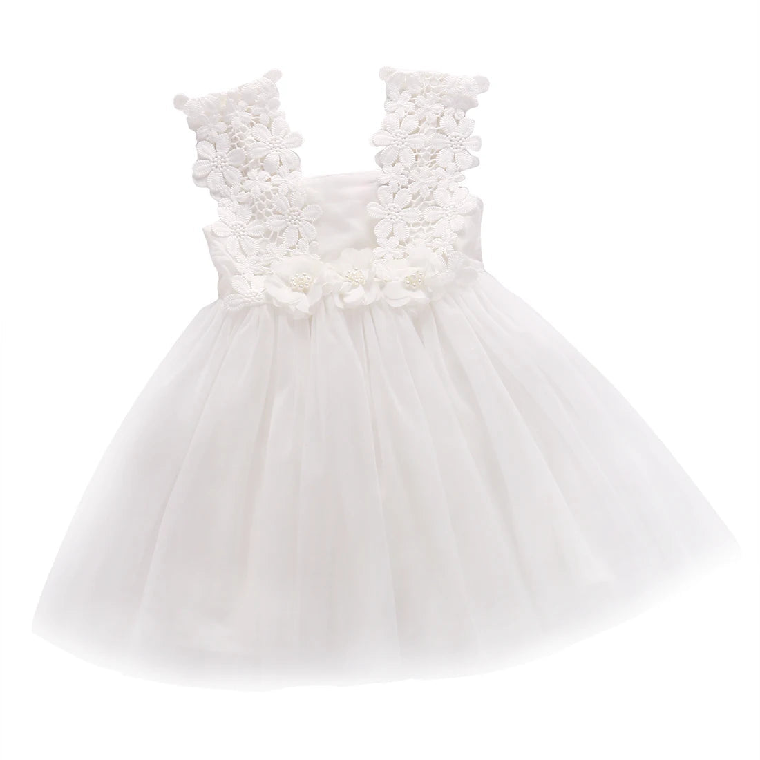 KMK - Princess Lace Tulle Flower Tutu Backless Dress