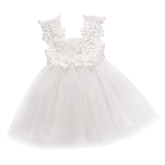 KMK - Princess Lace Tulle Flower Tutu Backless Dress