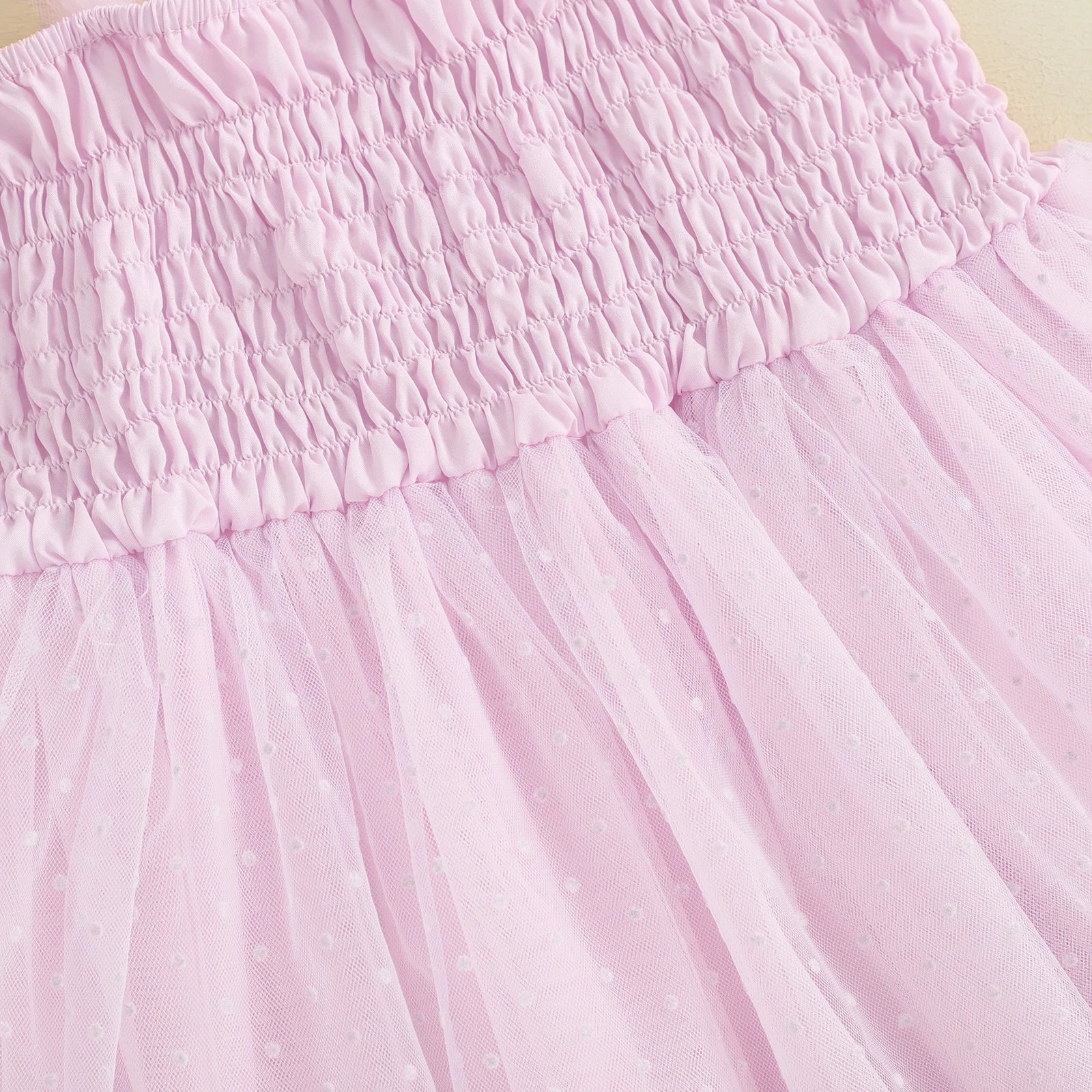 KMK - Princess Tie-up Shirred Tulle Dress