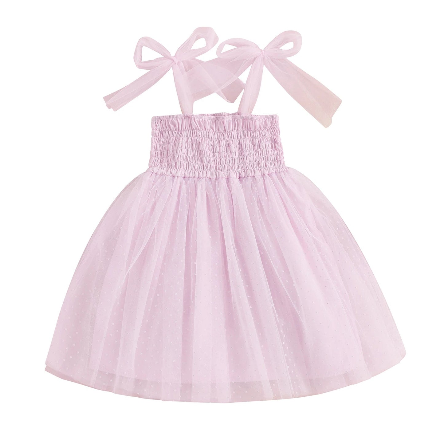 KMK - Princess Tie-up Shirred Tulle Dress