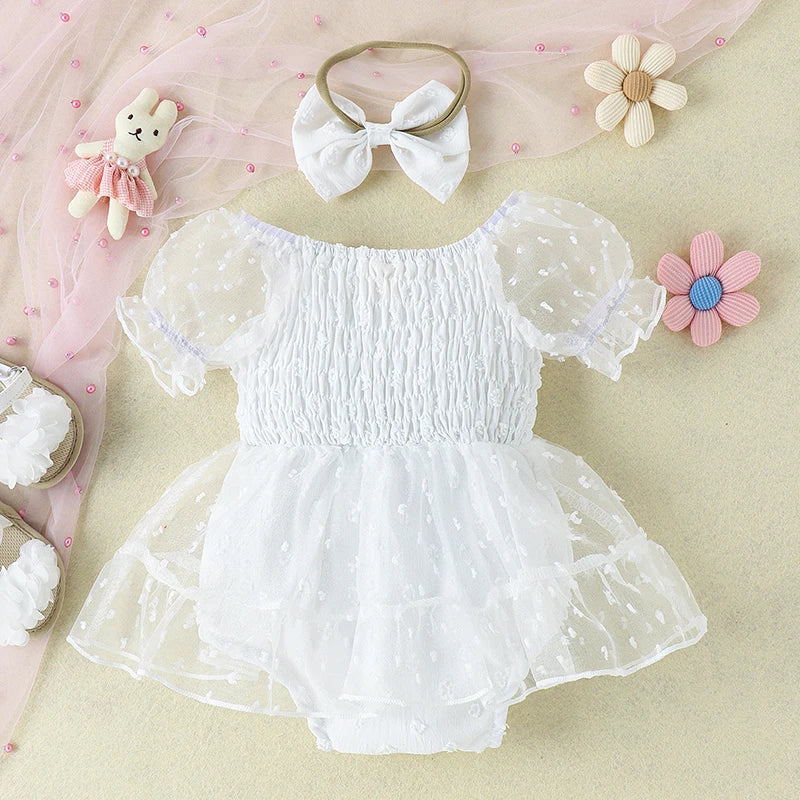 KMK - Puff Sleeve Tulle Romper