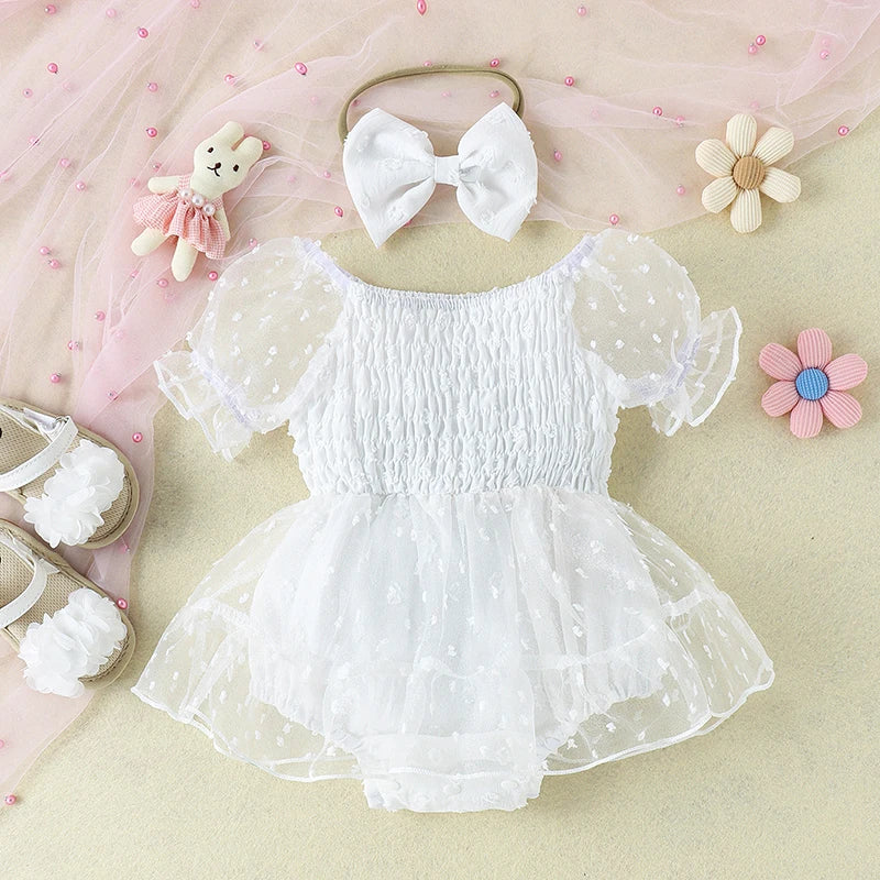 KMK - Puff Sleeve Tulle Romper