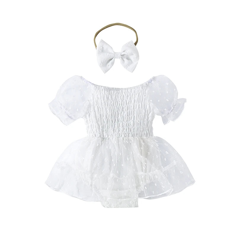 KMK - Puff Sleeve Tulle Romper