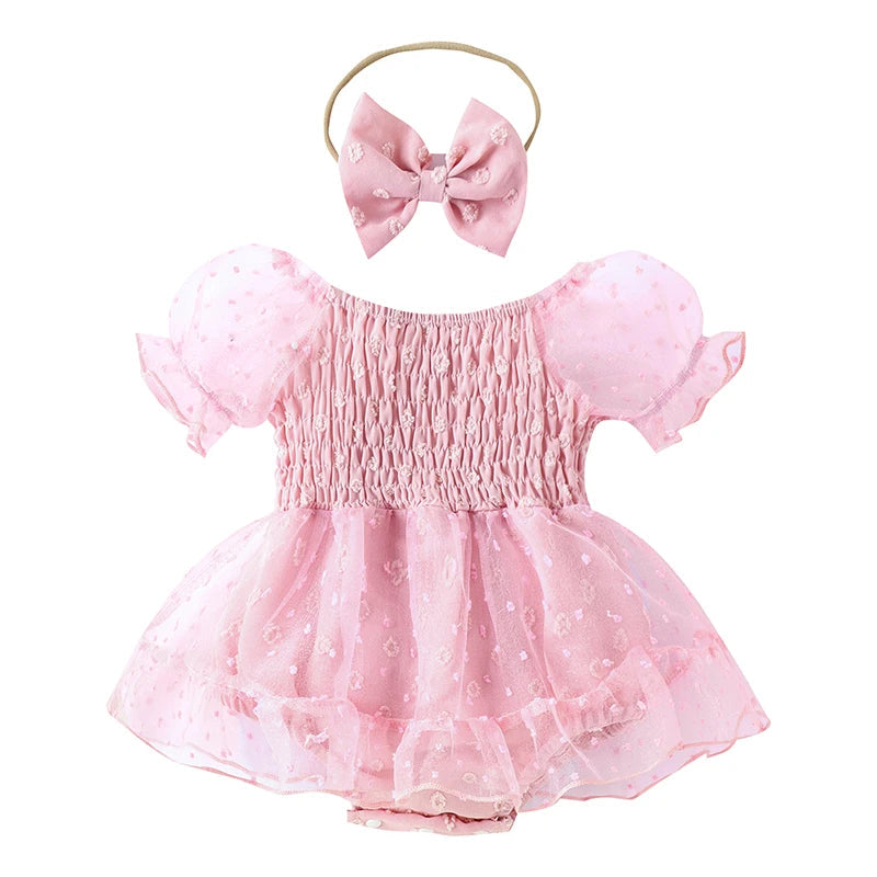 KMK - Puff Sleeve Tulle Romper