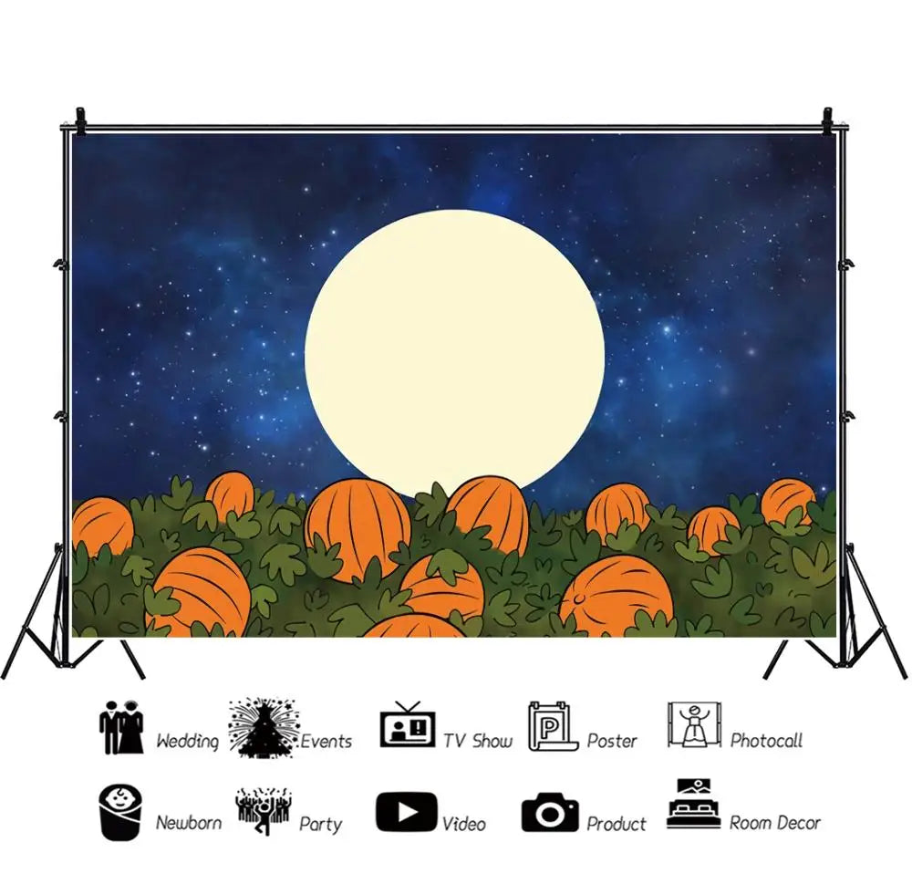 KMK - Pumkin Patch Midnight Backdrop