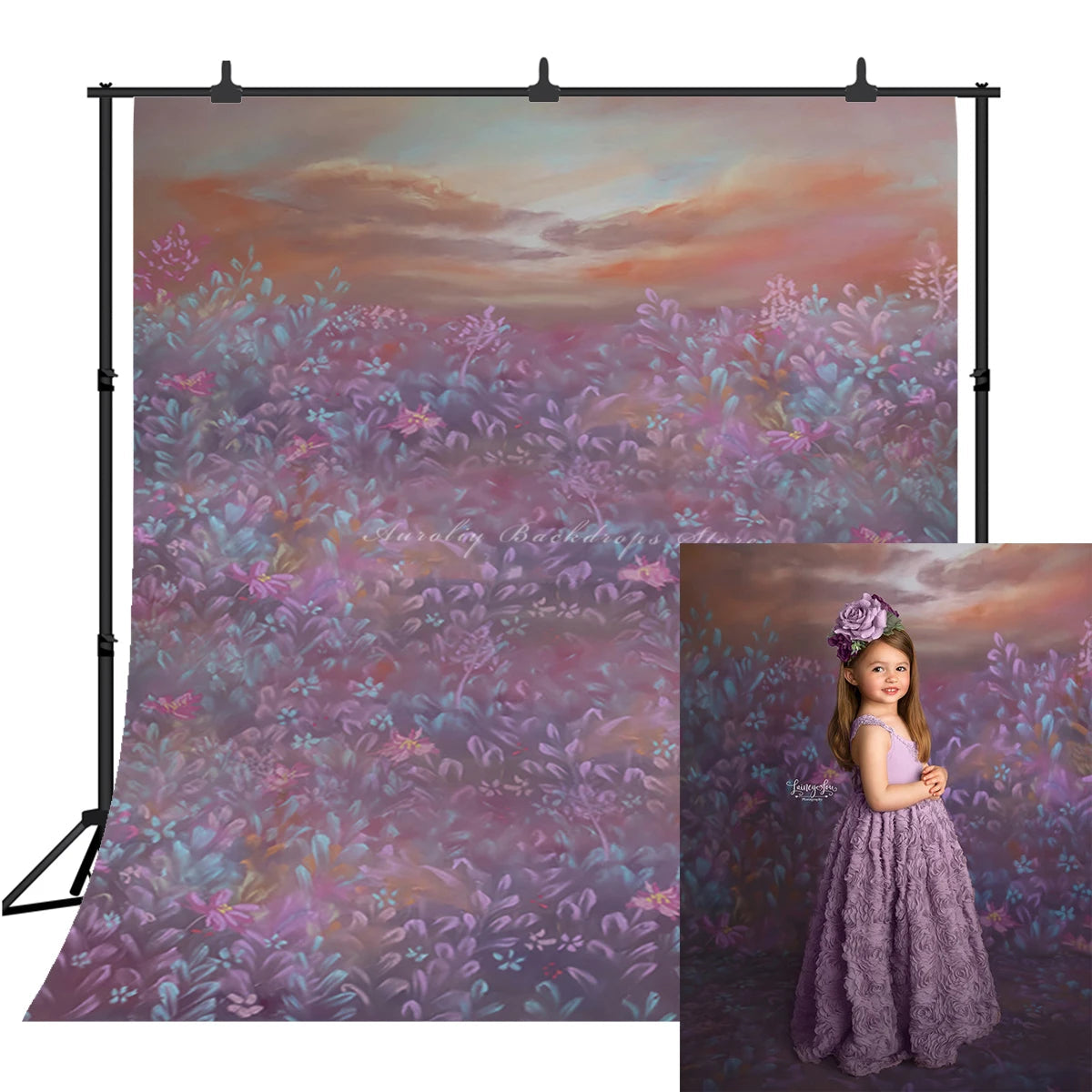 KMK - Purple Abstract Flower Field Backdrop