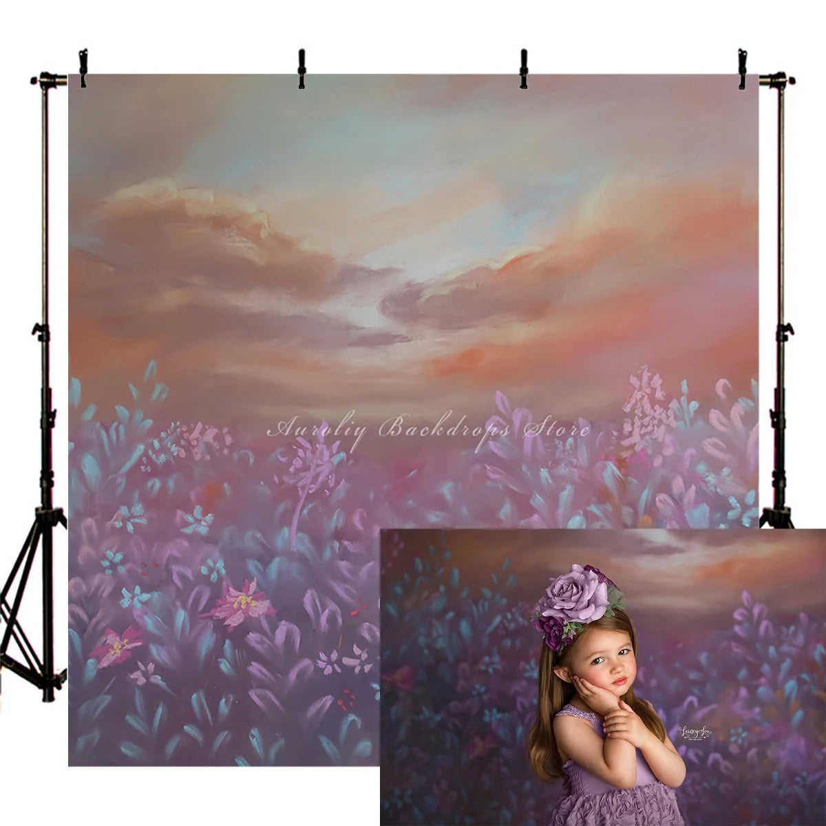 KMK - Purple Abstract Flower Field Backdrop