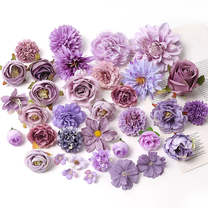 KMK - Purple Artificial Flower Heads Bunch