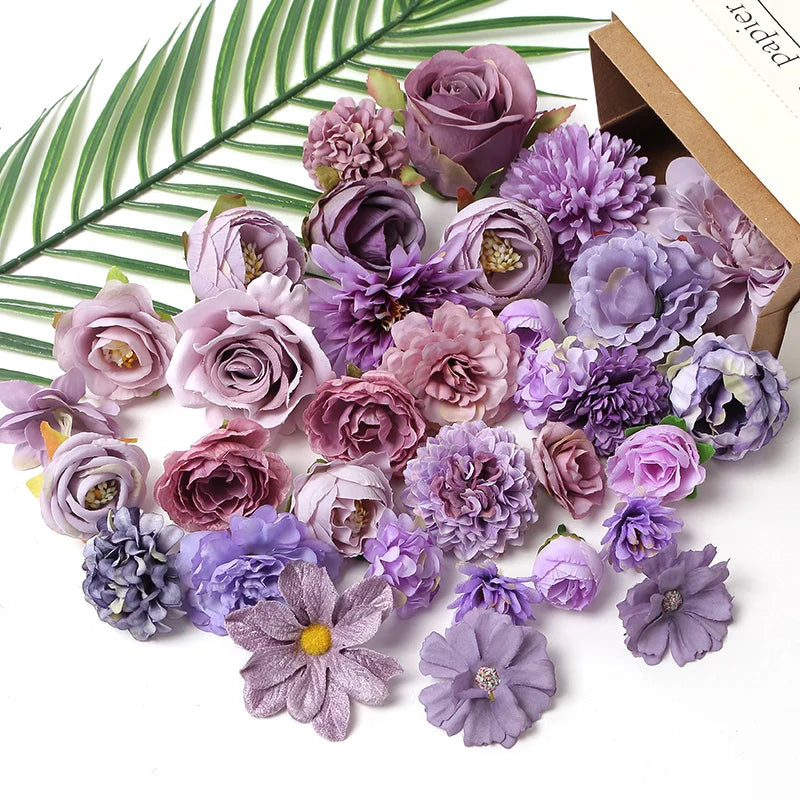 KMK - Purple Artificial Flower Heads Bunch