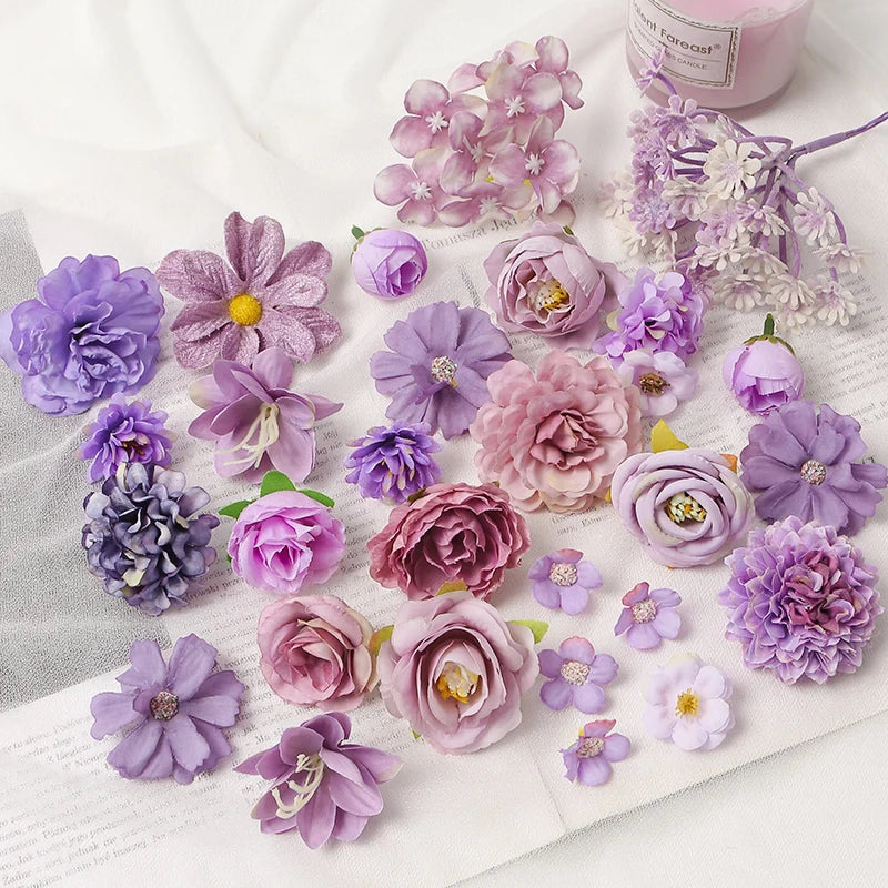 KMK - Purple Artificial Flower Heads Bunch